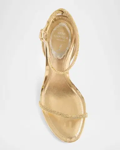 René Caovilla 105mm Embellished Metallic Leather Ankle-Strap Sandals | Thumbnail 4 René Caovilla 105mm Embellished Metallic Leather Ankle-Strap Sandals | Thumbnail 4