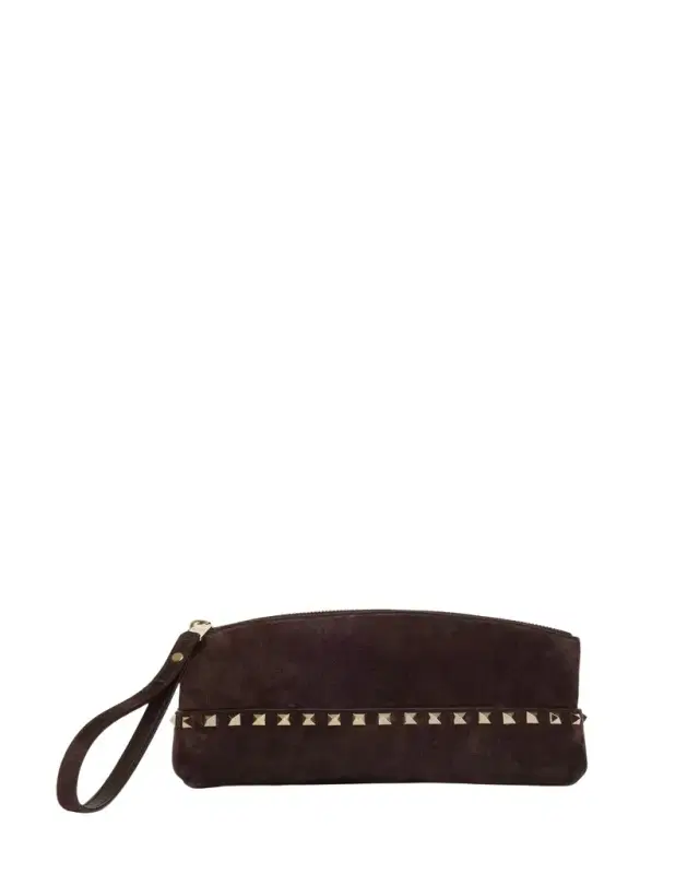 Valentino Garavani Rockstud Suede Wristlet Pochette