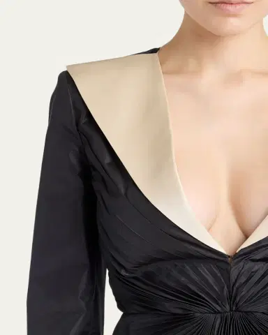 Valentino Garavani Pleated Silk Taffeta Strong-Shoulder Jacket | Thumbnail 5 Valentino Garavani Pleated Silk Taffeta Strong-Shoulder Jacket | Thumbnail 5