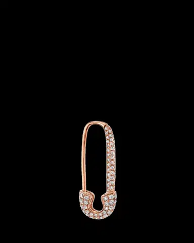 Anita Ko 18K Rose Gold Diamond Pave Safety Pin Earring, Single (Left) | Thumbnail 2 Anita Ko 18K Rose Gold Diamond Pave Safety Pin Earring, Single (Left) | Thumbnail 2