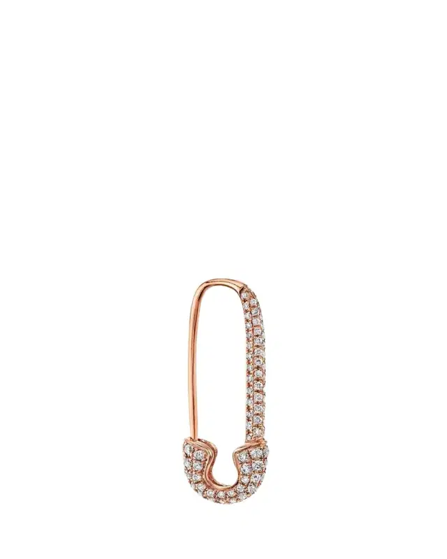 Anita Ko 18K Rose Gold Diamond Pave Safety Pin Earring, Single (Left)
