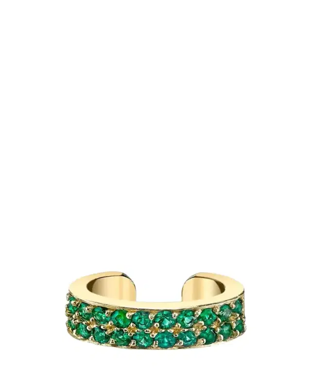 Anita Ko 18K Yellow Gold Two Row Emerald Ear Cuff, Single