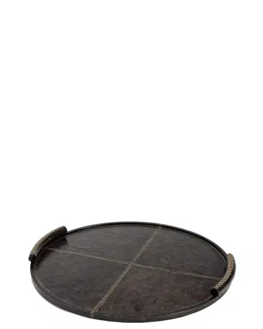 Regina Andrew Forte Leather Round Tray, Large | Thumbnail 1