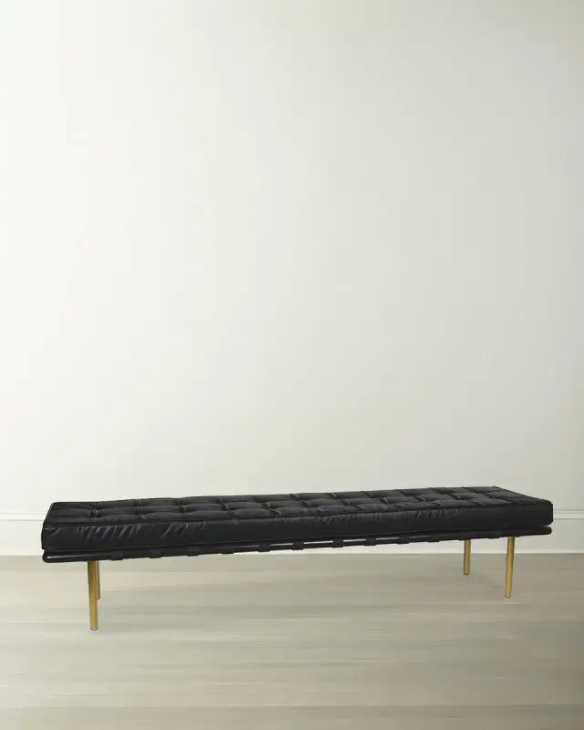 Regina Andrew Tufted Leather Gallery Bench, 78"
