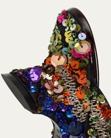Dries Van Noten 75mm Embellished Silk Wedge Mules | Thumbnail 3