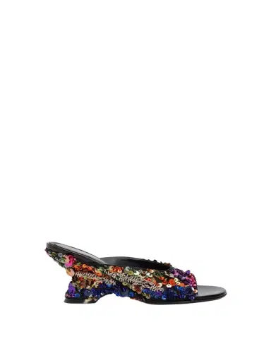 Dries Van Noten 75mm Embellished Silk Wedge Mules | Thumbnail 1