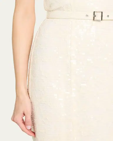 Toccin Vivian Belted Sequined Lace Midi Dress | Thumbnail 5