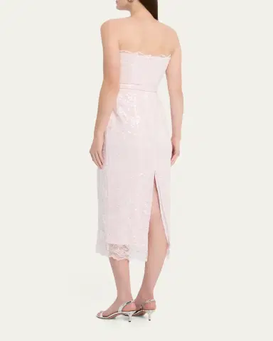 Toccin Vivian Belted Sequined Lace Midi Dress | Thumbnail 7