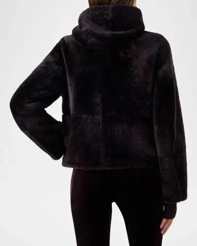 Akris Dino Reversible Lamb Shearling Zip Jacket With Detachable Hood | Thumbnail 3 Akris Dino Reversible Lamb Shearling Zip Jacket With Detachable Hood | Thumbnail 3