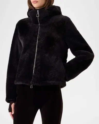Akris Dino Reversible Lamb Shearling Zip Jacket With Detachable Hood | Thumbnail 6 Akris Dino Reversible Lamb Shearling Zip Jacket With Detachable Hood | Thumbnail 6