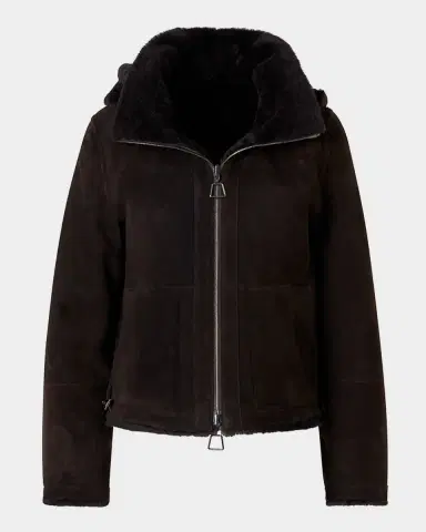Akris Dino Reversible Lamb Shearling Zip Jacket With Detachable Hood | Thumbnail 7 Akris Dino Reversible Lamb Shearling Zip Jacket With Detachable Hood | Thumbnail 7