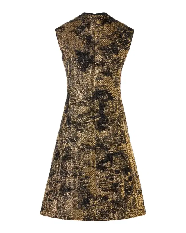 Akris Fragmented Techno Lame Jacquard Sleeveless Dress