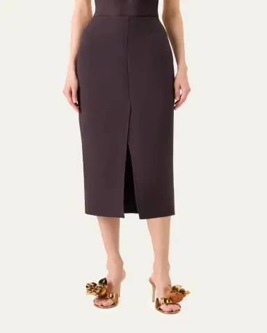 Akris Wool Double-Face Slit Midi Pencil Skirt | Thumbnail 3