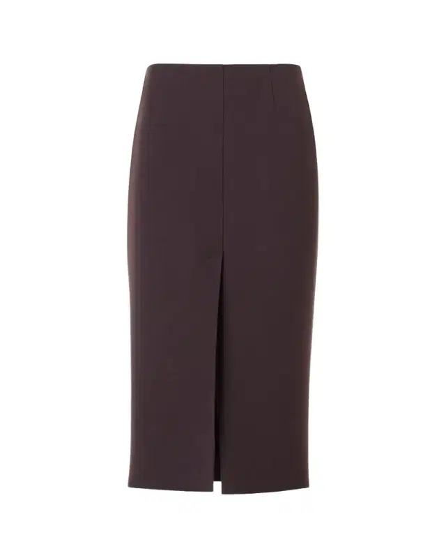 Akris Wool Double-Face Slit Midi Pencil Skirt