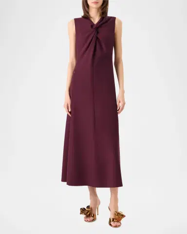 Akris Sleeveless Twisted Knot Wool Double-Face Midi Dress | Thumbnail 2