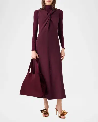 Akris Sleeveless Twisted Knot Wool Double-Face Midi Dress | Thumbnail 4