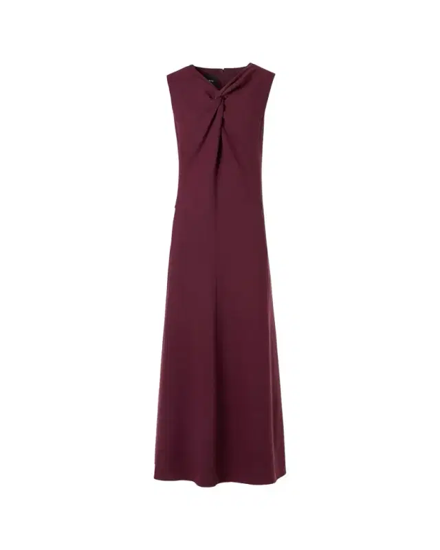Akris Sleeveless Twisted Knot Wool Double-Face Midi Dress