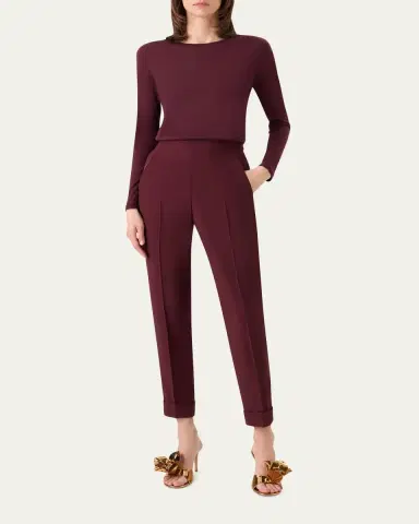 Akris Viscose-Crepe Tapered Leg Ankle Cuffed Pants | Thumbnail 2 Akris Viscose-Crepe Tapered Leg Ankle Cuffed Pants | Thumbnail 2