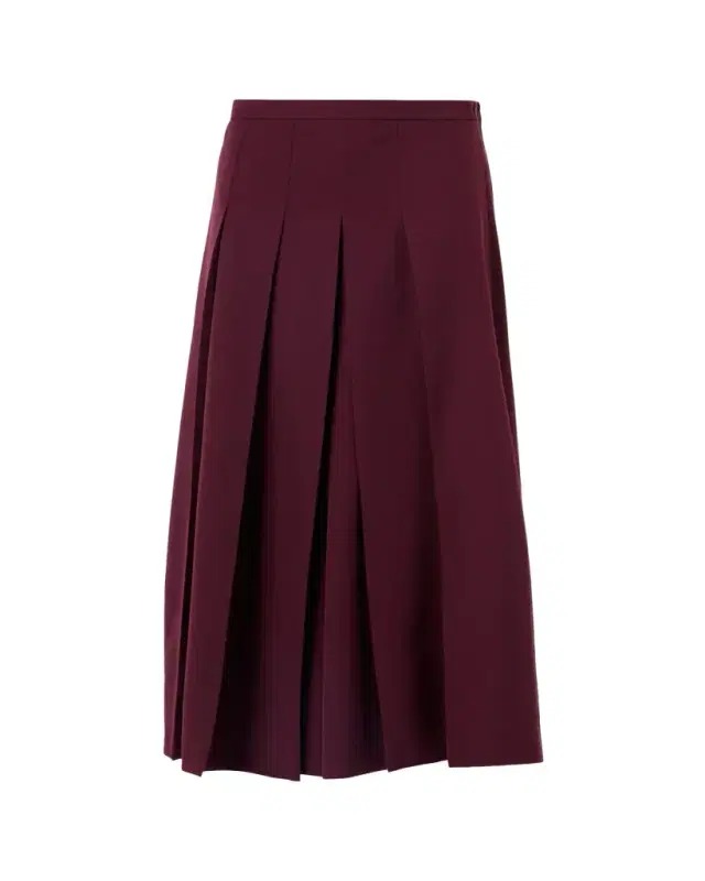 Akris Wool Gabardine Pleated Midi Skirt