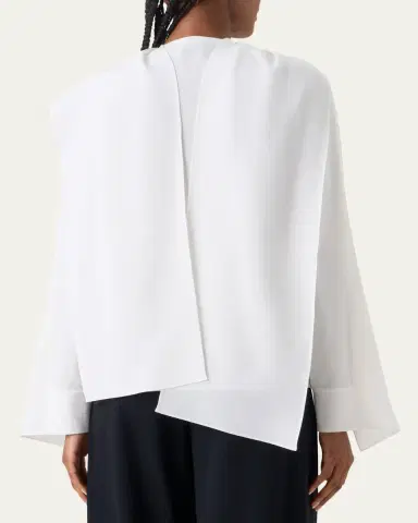 Akris Silk Crepe Sleeve Panel Button-Down Blouse | Thumbnail 3