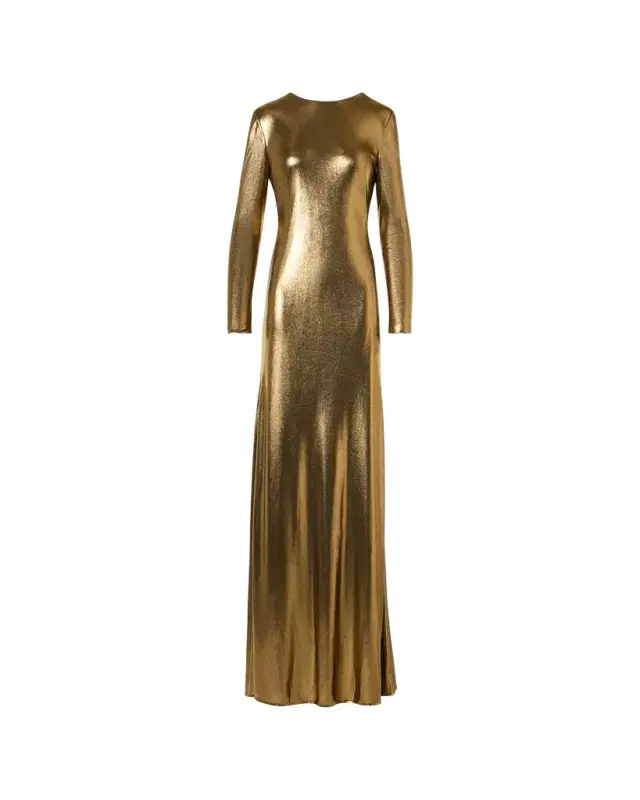 Akris Lurex Viscose Long-Sleeve Gown