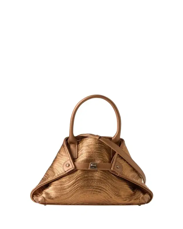 Akris Ai Little Wavy Metallic Leather Top-Handle Bag