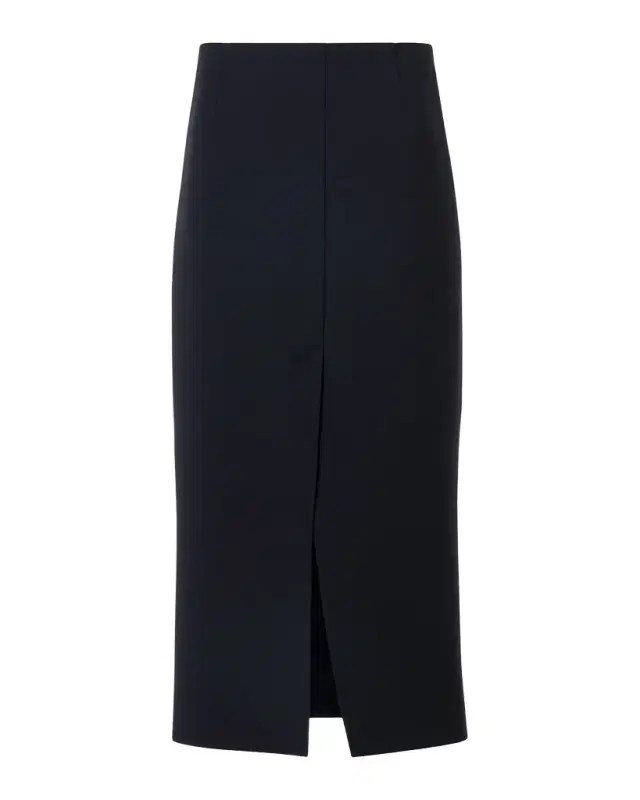 Akris Wool Double-Face Slit Midi Pencil Skirt
