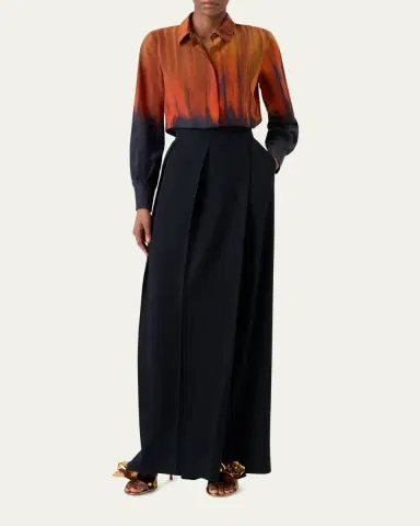 Akris Fuego Silk Crepe Button-Down Blouse | Thumbnail 2