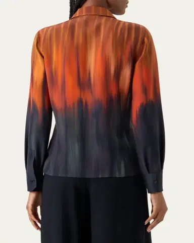 Akris Fuego Silk Crepe Button-Down Blouse | Thumbnail 3