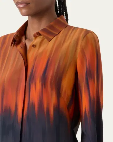 Akris Fuego Silk Crepe Button-Down Blouse | Thumbnail 5