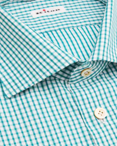 Kiton Men's Micro-Check Cotton Dress Shirt | Thumbnail 2