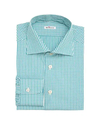 Kiton Men's Micro-Check Cotton Dress Shirt | Thumbnail 1