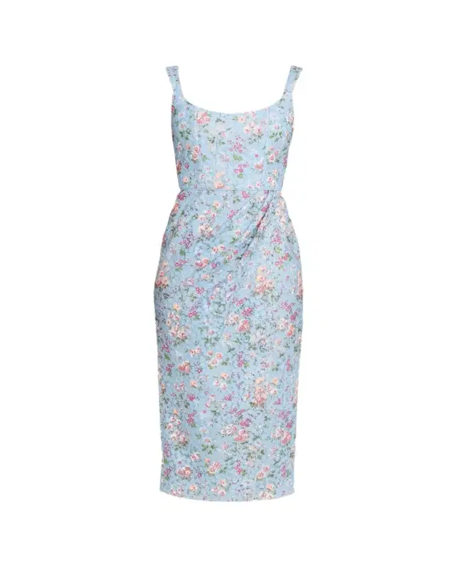 Marla Floral-Lace Wrap Midi Dress