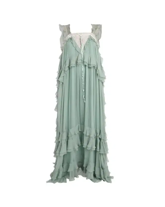 Chloe Tiered Long Silk Gown