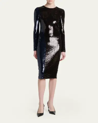 Tom Ford Sequined Long-Sleeve Midi Dress | Thumbnail 2