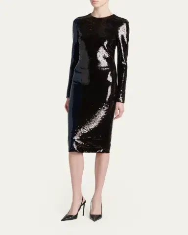 Tom Ford Sequined Long-Sleeve Midi Dress | Thumbnail 4