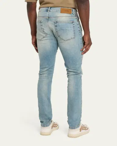 Amiri Men's Plaid Repair Denim Skinny Jeans | Thumbnail 3