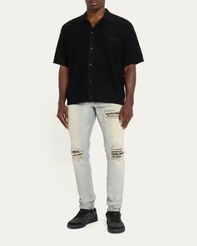 AMIRI Men's Crochet-Knit Mesh Cotton Shirt | Thumbnail 2