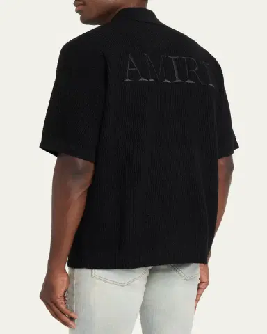 AMIRI Men's Crochet-Knit Mesh Cotton Shirt | Thumbnail 3