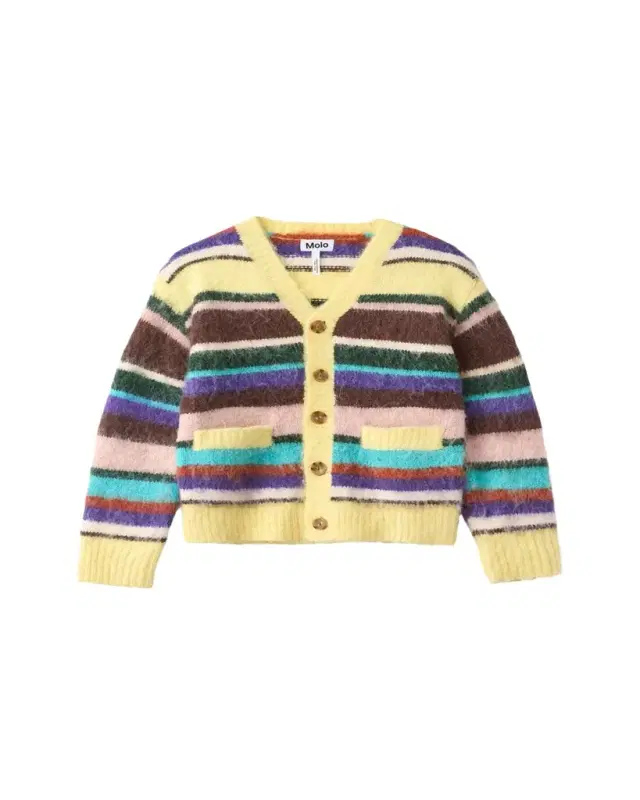 Molo Girl's Brutus Striped Wool-Blend Cardigan, Size 7-14