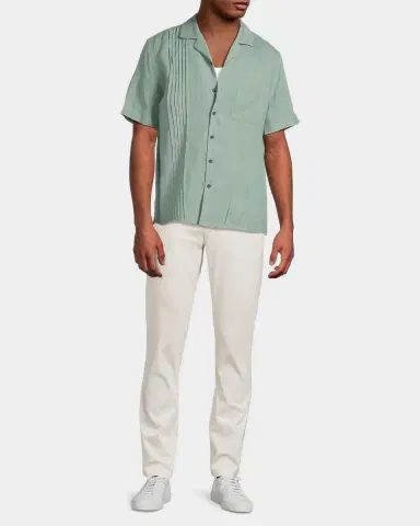 Onia Men's Linen Pintuck Camp Shirt | Thumbnail 2