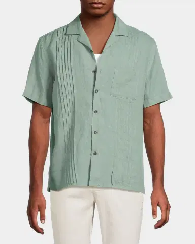 Onia Men's Linen Pintuck Camp Shirt | Thumbnail 4