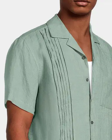 Onia Men's Linen Pintuck Camp Shirt | Thumbnail 5