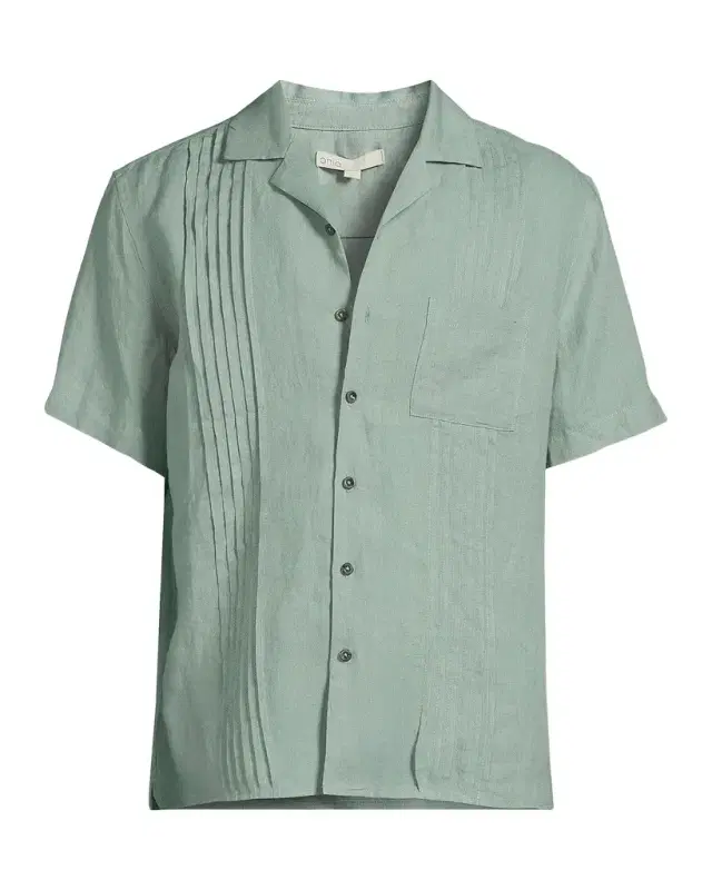 Onia Men's Linen Pintuck Camp Shirt