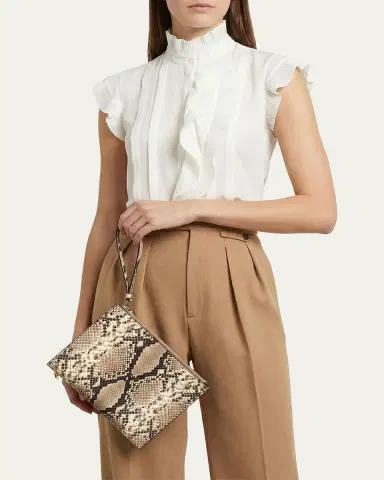 Chloe Spin Python-Embossed Leather Pouch Bag | Thumbnail 2