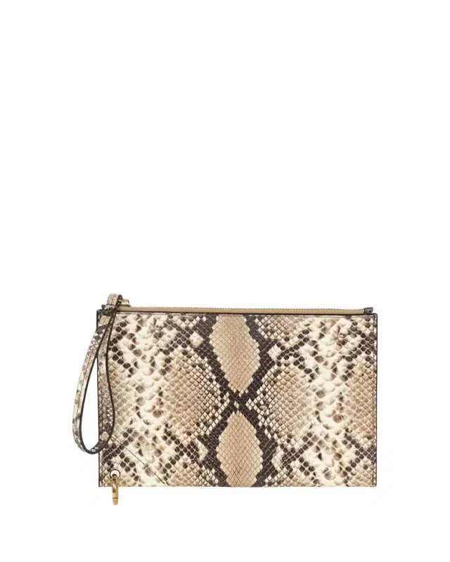 Chloe Spin Python-Embossed Leather Pouch Bag