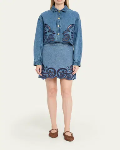 Ulla Johnson Bobbi Embroidered Denim Jacket | Thumbnail 2 Ulla Johnson Bobbi Embroidered Denim Jacket | Thumbnail 2