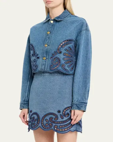 Ulla Johnson Bobbi Embroidered Denim Jacket | Thumbnail 4 Ulla Johnson Bobbi Embroidered Denim Jacket | Thumbnail 4