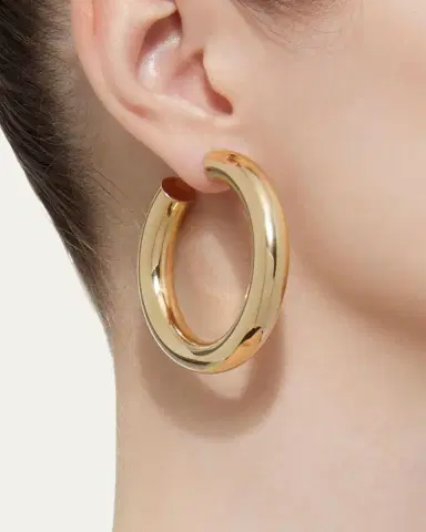 FARAONE MENNELLA by R.F.M.A.S. 18K Yellow Gold Medium Barbarella Hoop Earrings | Thumbnail 2
