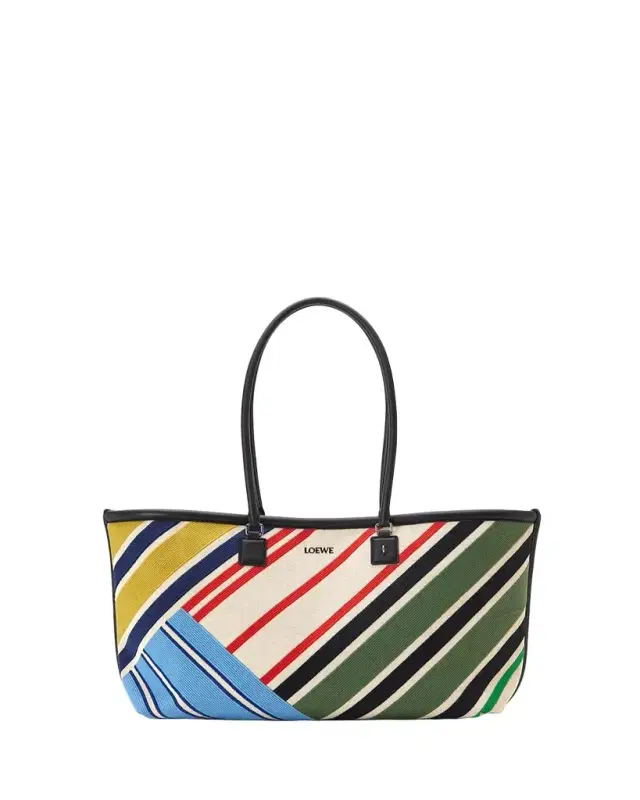 Loewe Verano Stripe-Embroidered Tote Bag